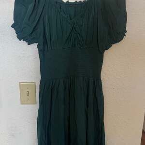 Emerald Green Smocked Waist Puff Sleeve Mini Dress Plus Size 4XL